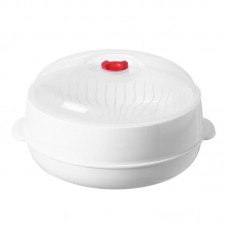 Microwave Oven Steamer Food Container with Lid Plastic Cookware for Steamed Buns, Dumplings - L-003